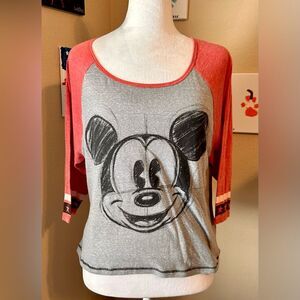 Disney Red and Gray Mickey Mouse Short Sleeve Tee